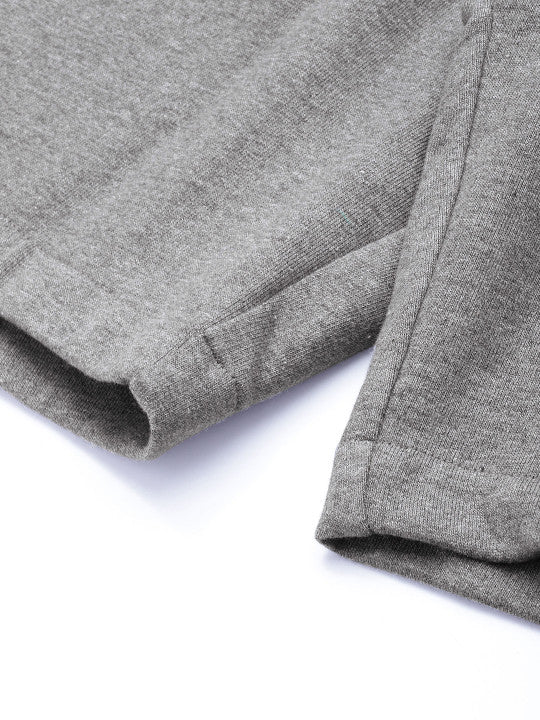 Men Grey Solid Pure Cotton Regular Shorts