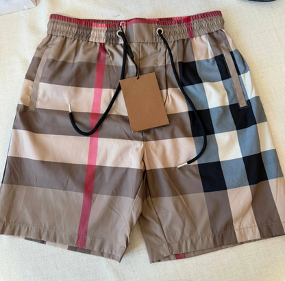 Men's Plaid Drawstring Casual Shorts