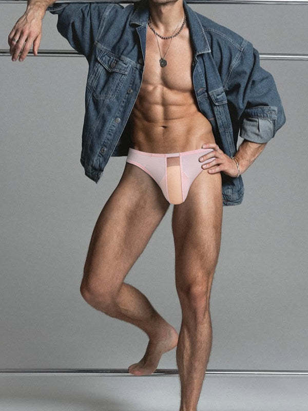 Trendy Men's Sexy Modal Sports Briefs: Seamless, Low-Rise, Breathable Mesh Pouch Design