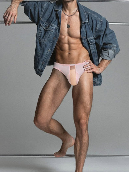 Trendy Men's Sexy Modal Sports Briefs: Seamless, Low-Rise, Breathable Mesh Pouch Design