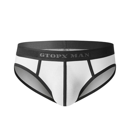 Stretchy White Modal-Cotton Sexy Briefs with Large U-Convex Pouch