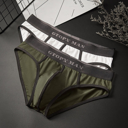 Stretchy White Modal-Cotton Sexy Briefs with Large U-Convex Pouch