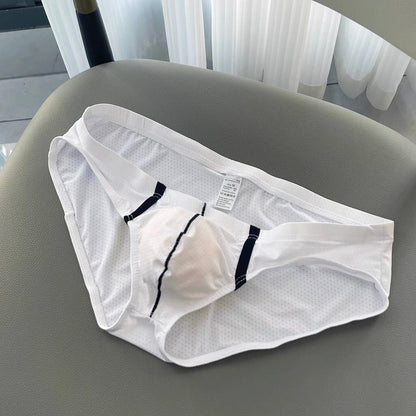 Men's Sexy Low-Rise Mesh Briefs – Breathable Ice Silk with Pouch-Enhancing Design