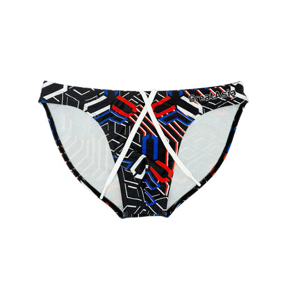 New 2026 Season Men's Low-Rise, Narrow-Side Printed Swim Briefs